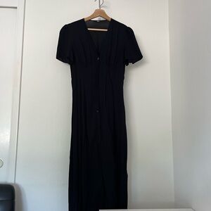 V Neck Short Sleeve Flare Dress